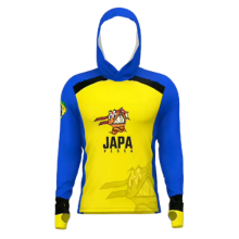 Camiseta Japa Pesca Mar Negro Manga Longa com Capuz
